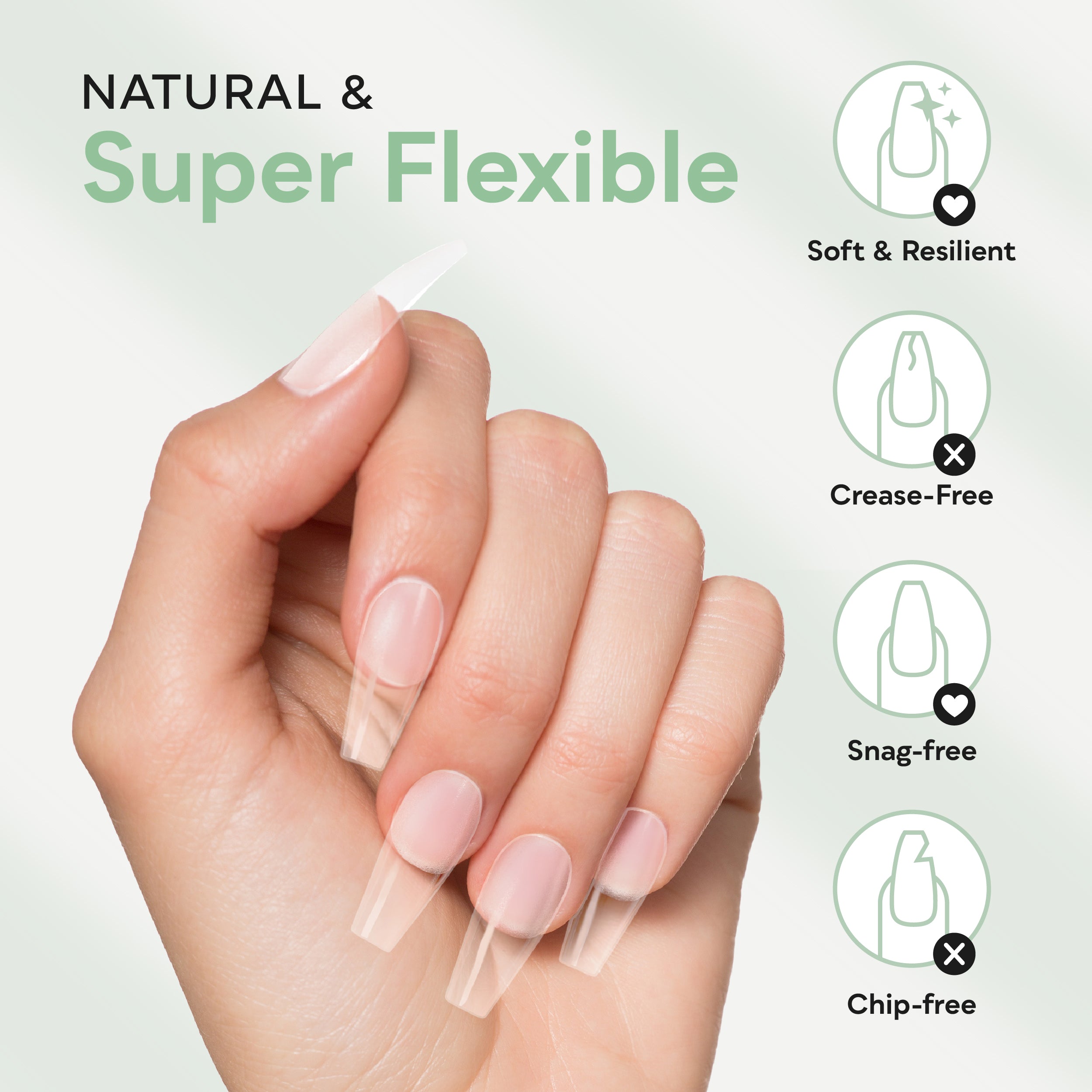 SUNUV 600 PCS Long Coffin Gel Nail Tips