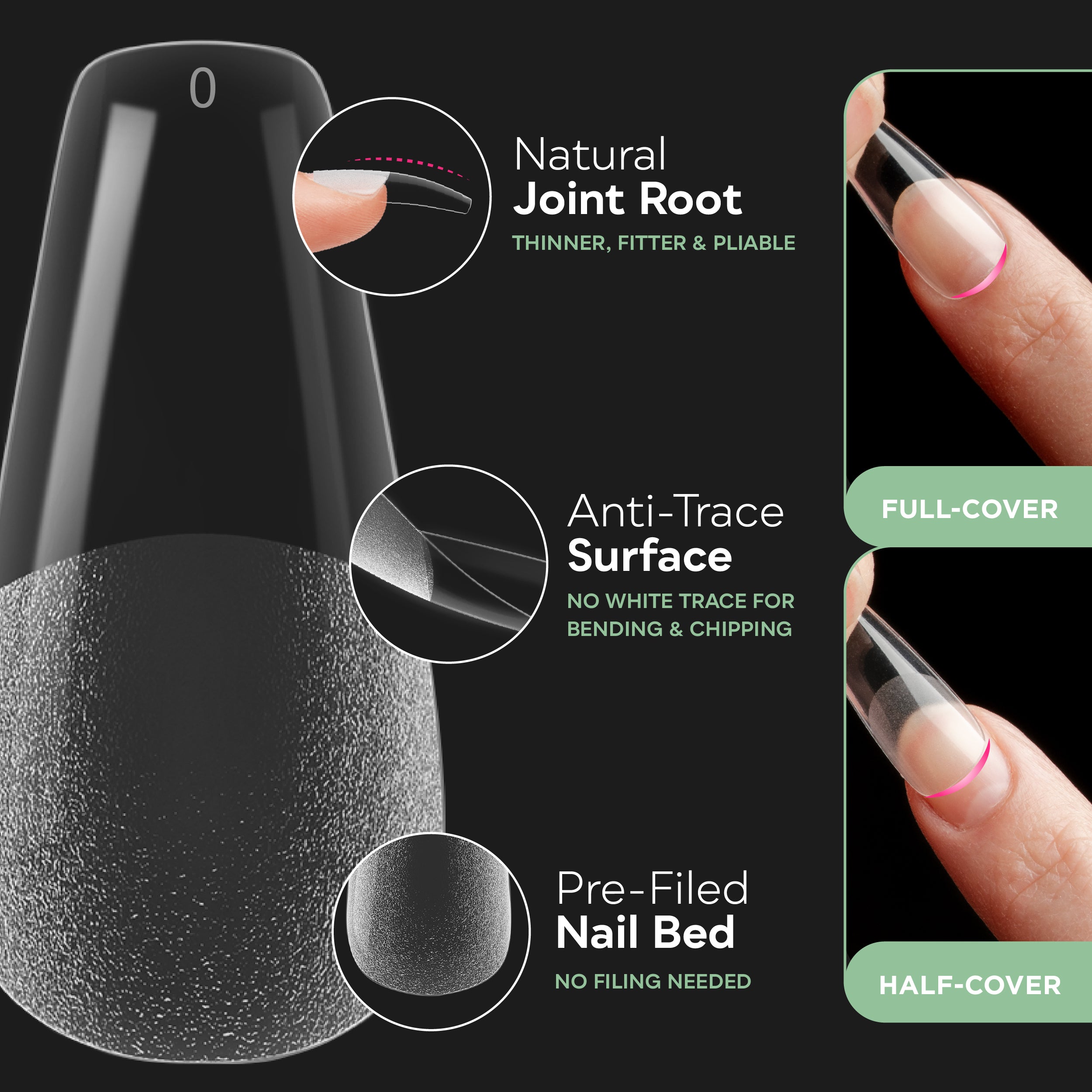SUNUV 600 PCS Long Coffin Gel Nail Tips