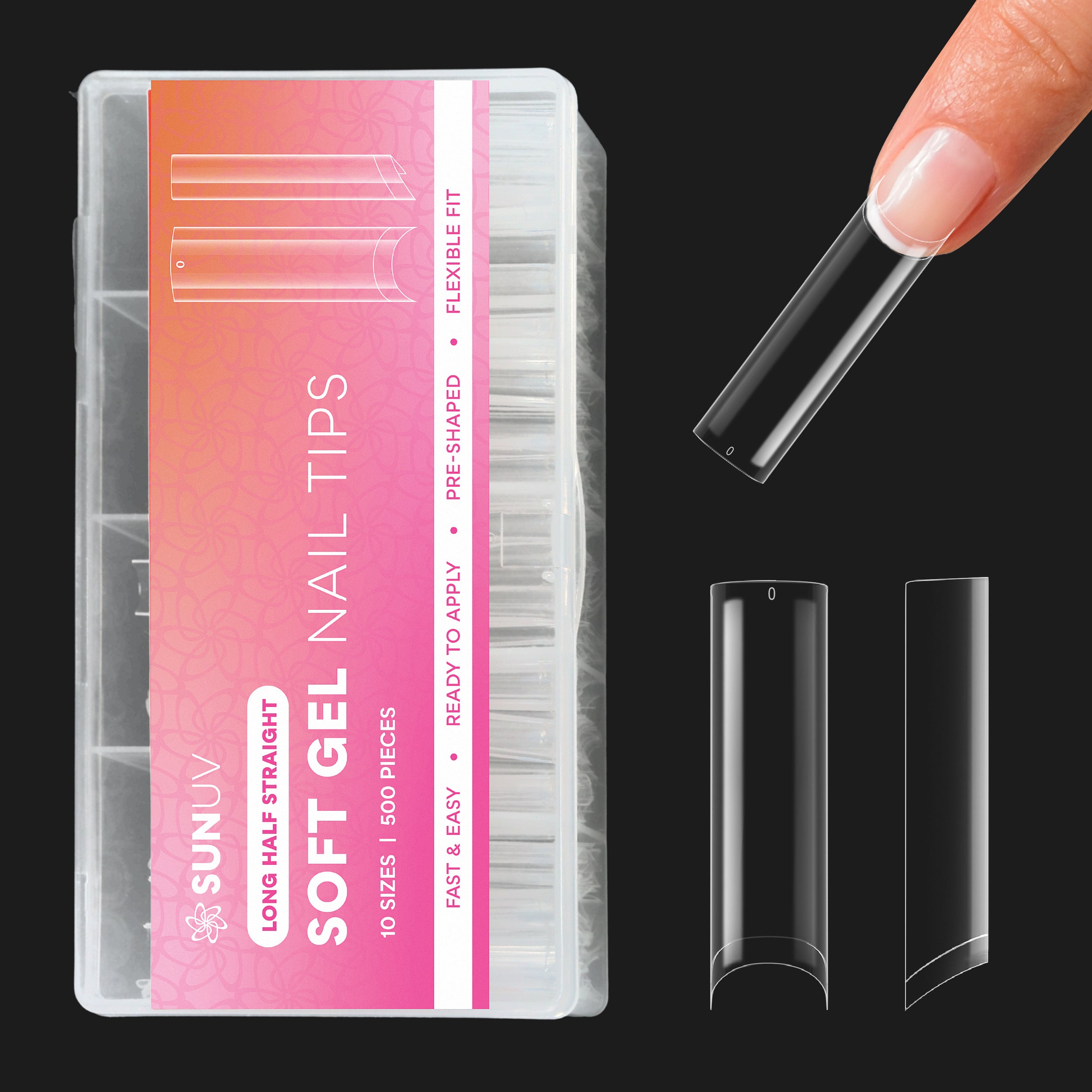 SUNUV 500 PCS Long Straight Nail Tips