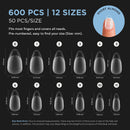 SUNUV 600 PCS Short Almond Gel Nail Tips