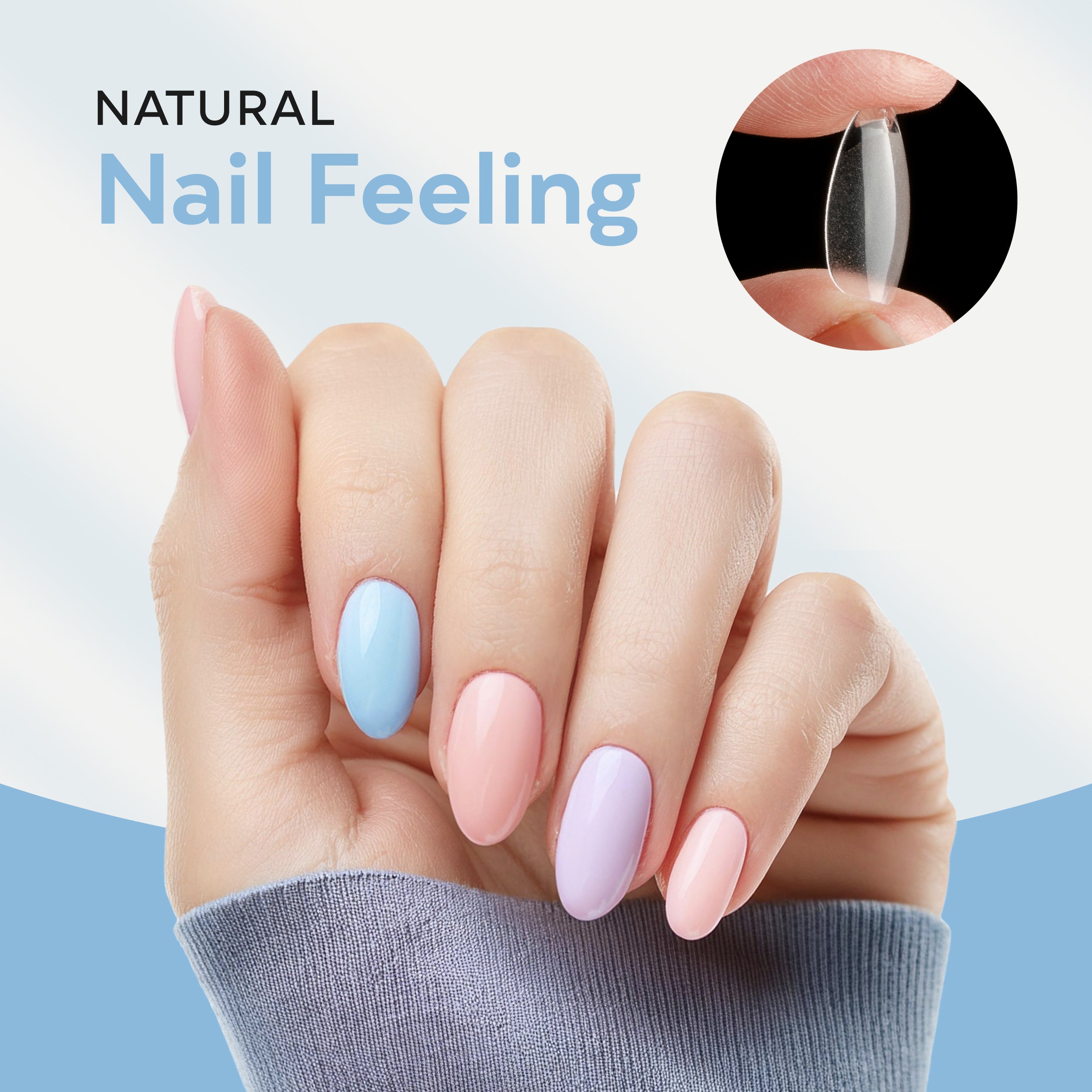 SUNUV 600 PCS Short Almond Gel Nail Tips