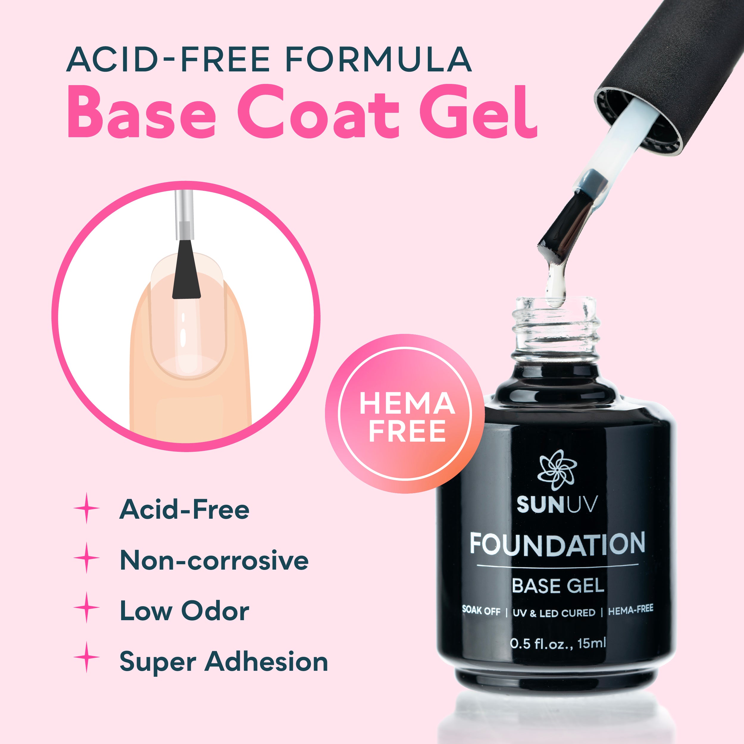 Gel Top Coat and Base Coat Set, Gel Nail Polish Kit 2 Pack, 15ml