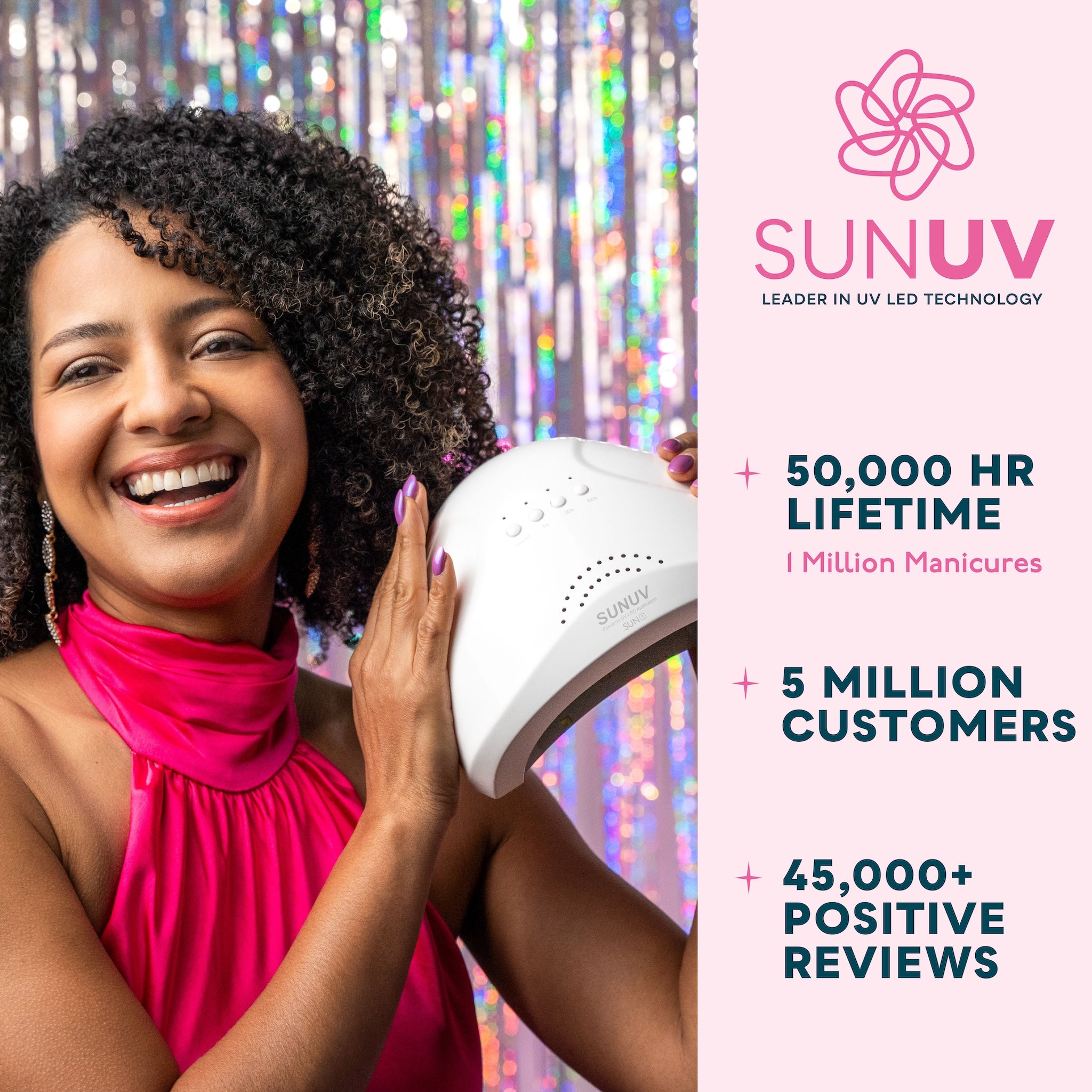 SUNUV 48W LED UV Nail Lamp with 4 Timer Settings, Compatible with All Gel  Types, Quick Drying Pink Nail Dryer